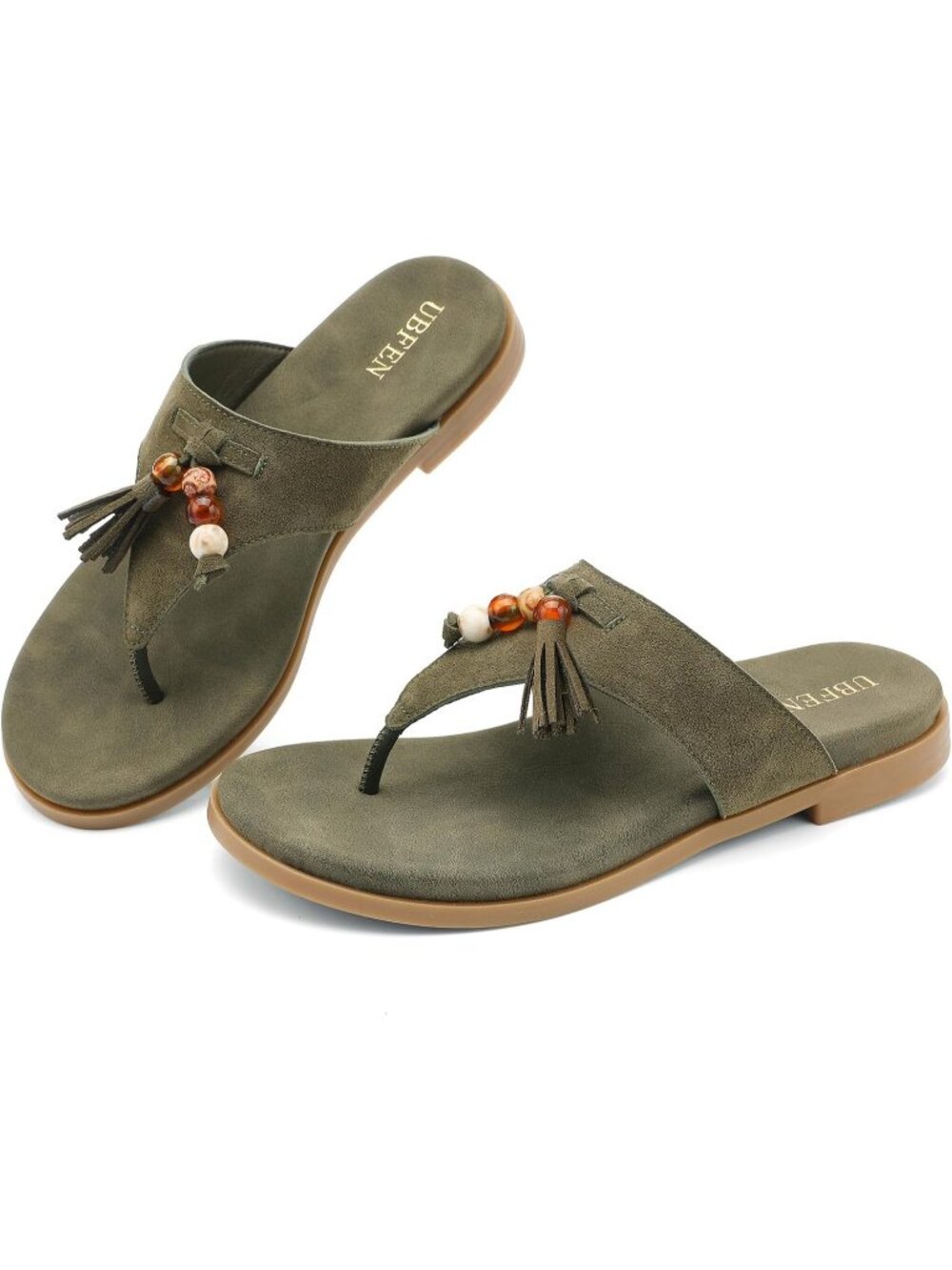 Women's Green Flip Flop Sandals with Arch Support Comfortable Casual Wear